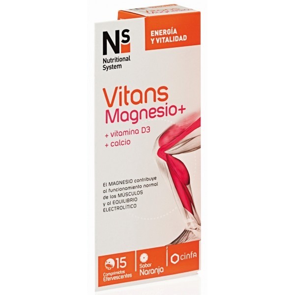 NS Vitans Magnesio+ Sabor Naranja 15 Comprimidos