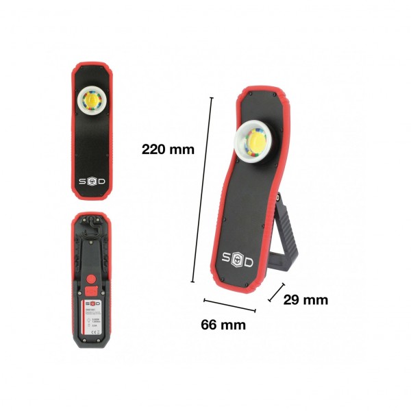 Lampara LED COB Recargable USB con Protección para Polvo 1800 Lumen 2 Intensidades con Base Magnética Rotativa de 180º y Gancho