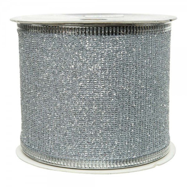 Lazo con purpurina plata 6,3x270cm
