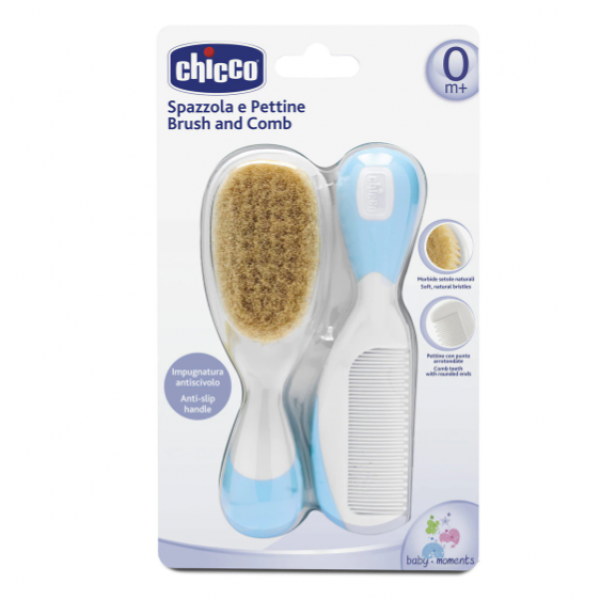 Chicco Cepillo y Peine Pelo Natural Azul