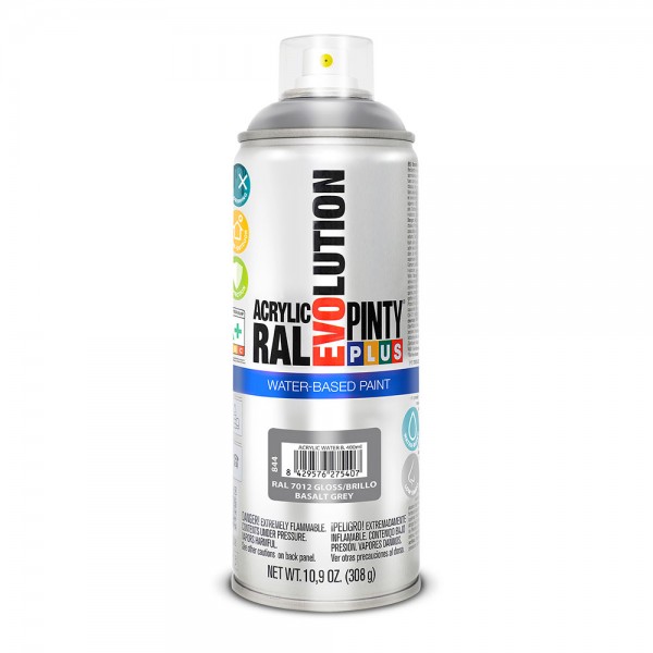 Pintura acrílica spray evolution water-based 520 cc ral 7012 gris basalto