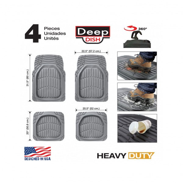 Set de 4 Alfombras Universales, Delanteras y Traseras con Antideslizante y Recortables, Gris (Sand), SIN Puente