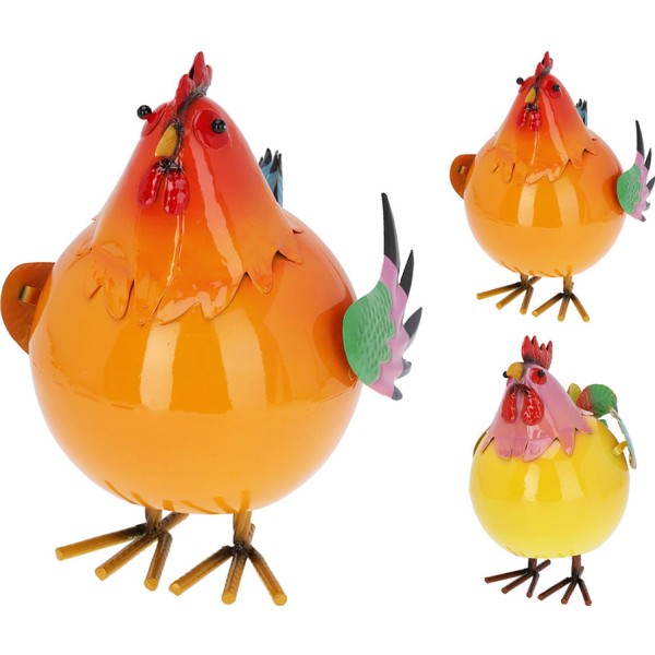 Gallo / gallina saltarín de metal modelos variados 20 x 25 x 29 cm