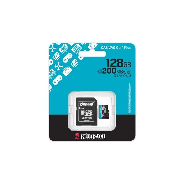 Kingston microsd canvas go! plus 4 128gb 200 mb-s